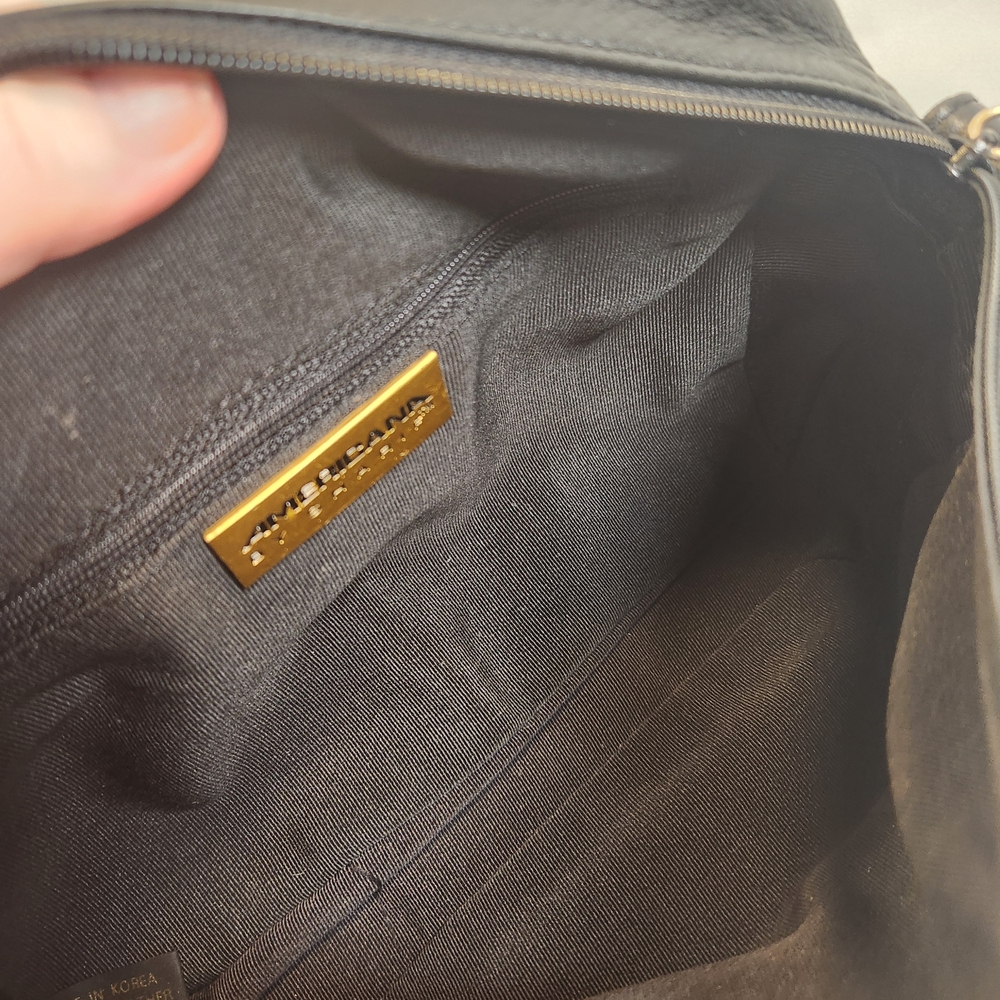 Americana By Sharif Black Leather Shoulder/Crossbody Bag - Picture 12 of 14